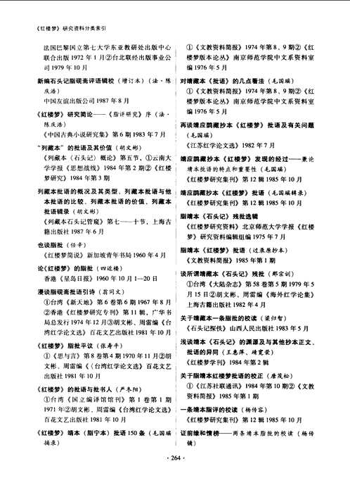 红楼梦 研究资料分类索引