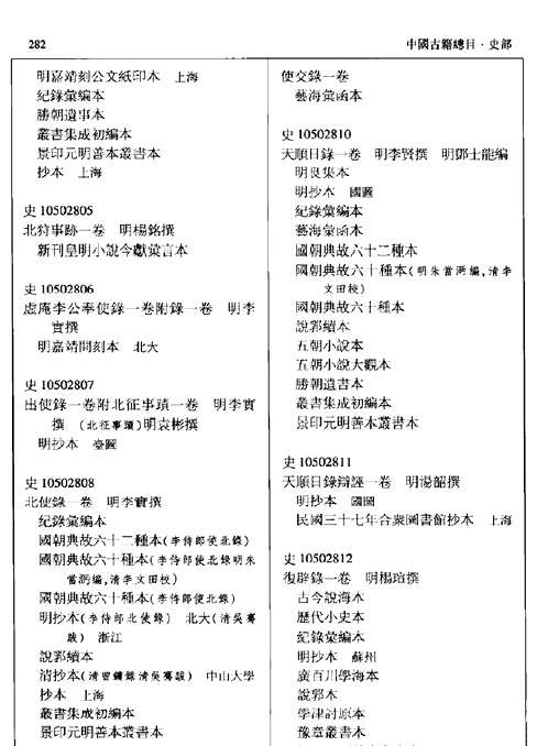 中国古籍总目（丛书部，史部）